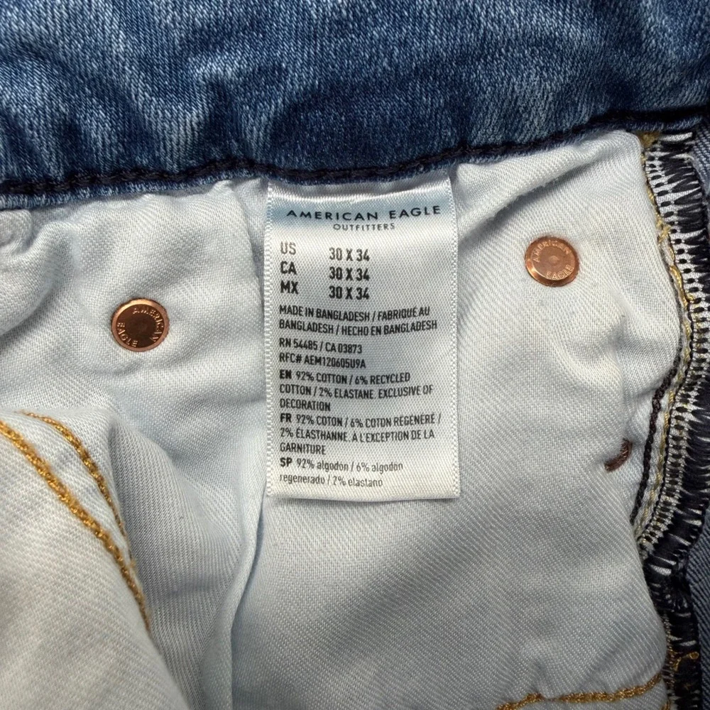 American Eagle‎ Original Straight Jeans Mens 30x34 Blue Excellent Stretch Denim